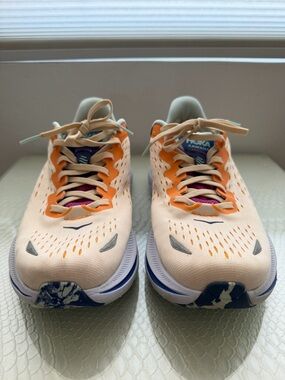 HOKA ONE ONE KAWANA MEN 10D RUNNING SHOES - SIZE: 10 - WHITE BLUE ORANGE